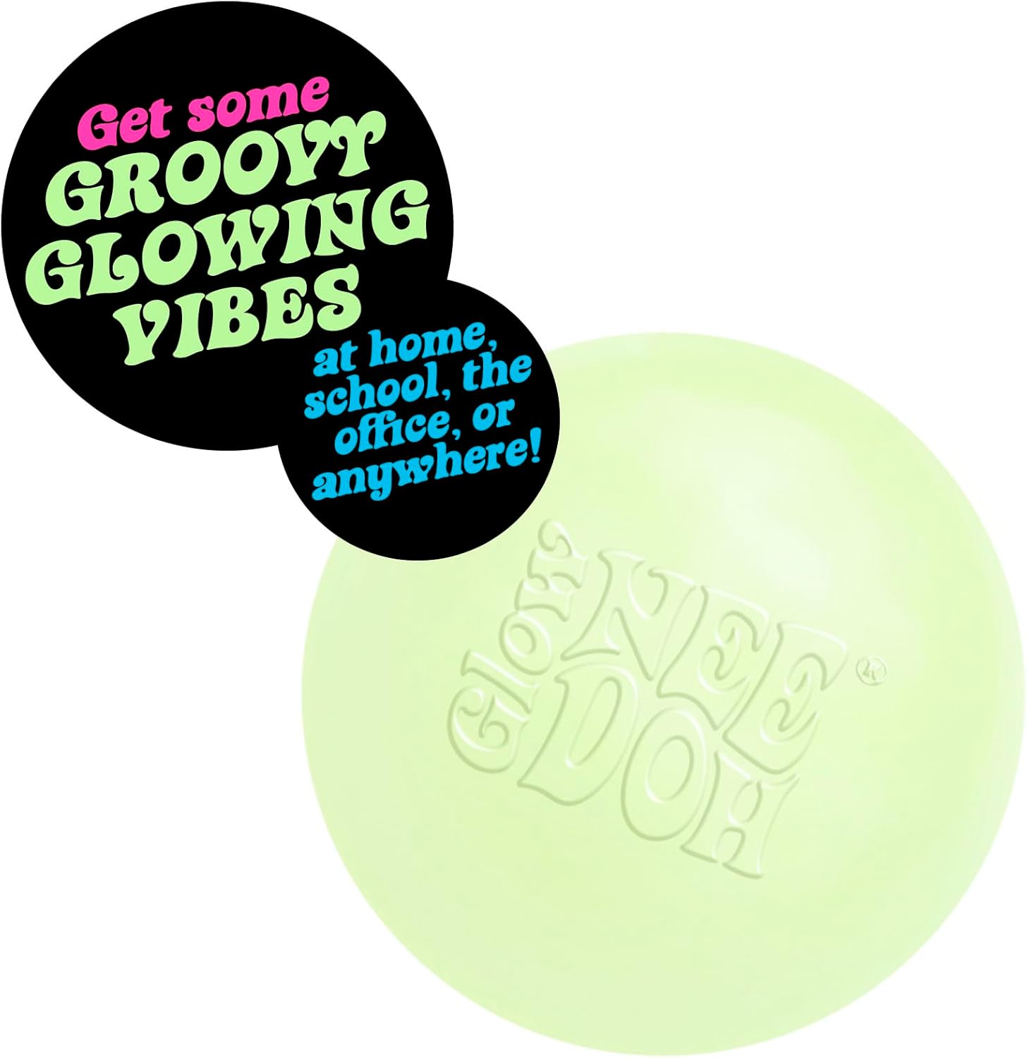 Schylling NeeDoh Glow in The Dark - Sensory Squeeze Toy - Gratifying Glowing Glob - 2.5 Wide - Glow in The Dark (Pack of 1) - Image 2