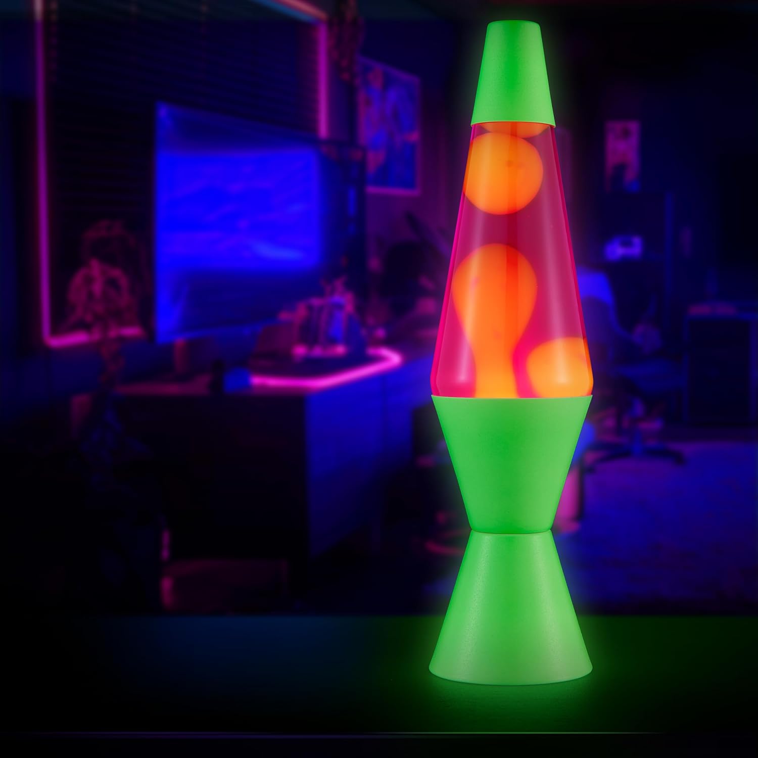 Lava The Original Lamp - 14.5 Neon Green - Classic Liquid Motion Lamp - Orange and Pink Liquid - Item #2096 (Amazon Exclusive) - Image 4