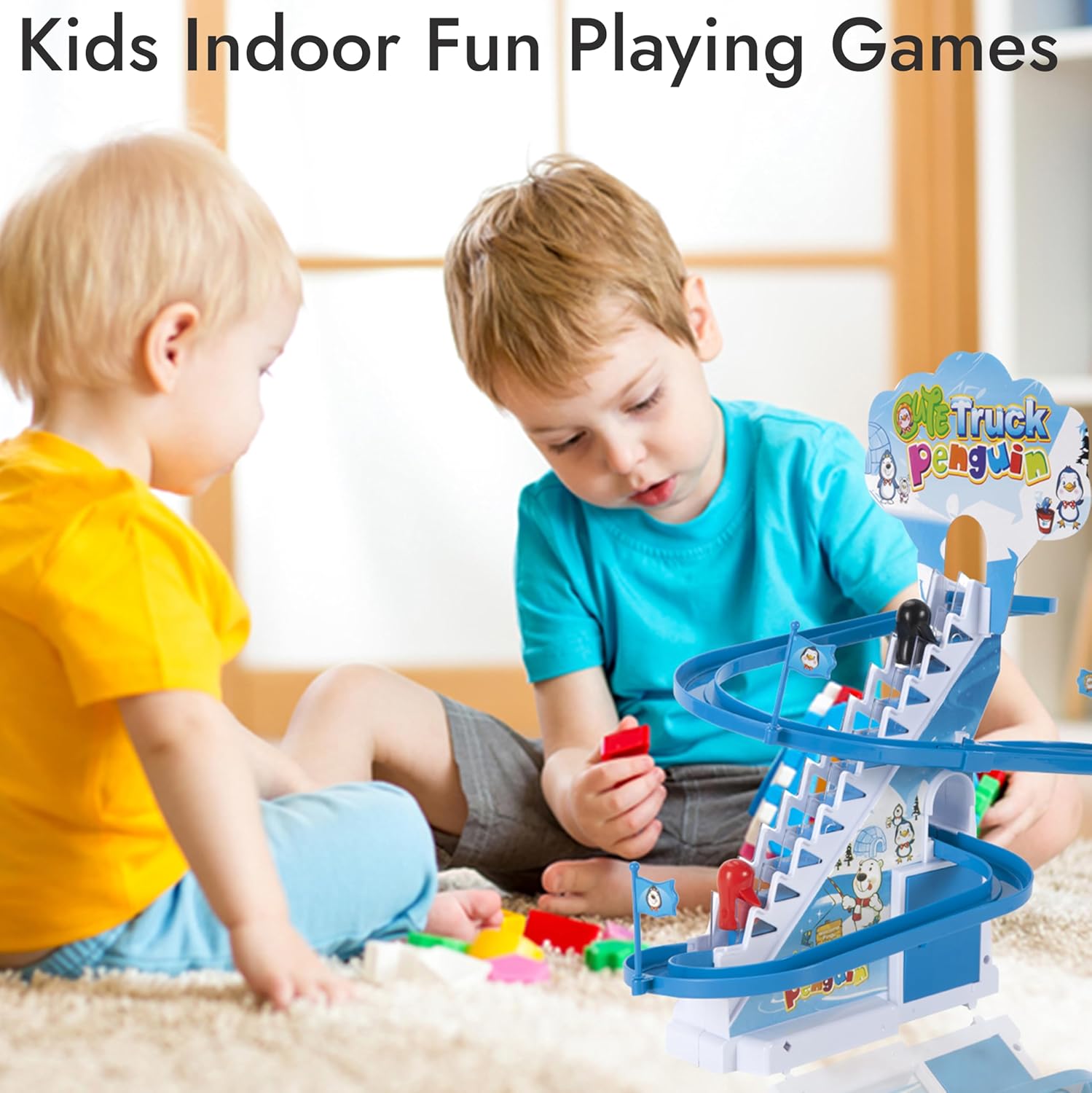 ARSUK Penguin Race Game Toy Playful Musical Roller Coaster Track Playset with Music & LED Flashing Lights On/Off Button for Toddlers and Kids Gift - Image 7